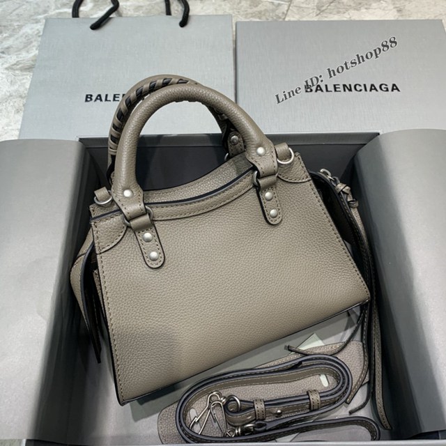 Balenciaga專櫃爆款荔枝紋妝墨灰色手袋手提包 638512 巴黎世家小號Neo Classic機車包 fyj1442